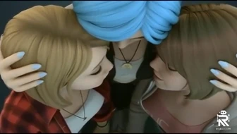 Chloe Price & Max Caulfield & Rachel Amber lesbian kissing (Life Is Strange). thumbnail