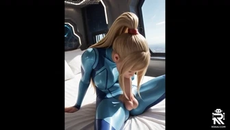 Futa Samus Aran Sucks her own cock (Metroid) thumbnail