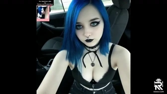 Sierra blue hair goth flashing breasts thumbnail