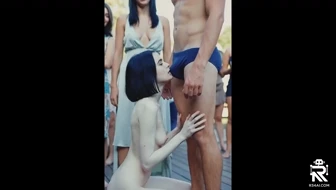 bachelorette party deepthroat in public thumbnail