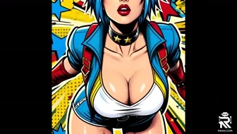 Neon-Girl bends over and has milk thrown on her boobs thumbnail