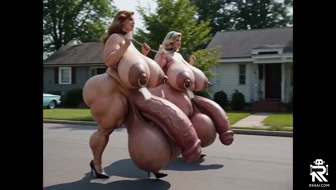 Huge Futa Ladies Walking in the Neighborhood in 1950s USA thumbnail