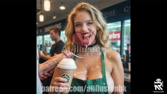 Blonde girl serving in Cafe BlowJob and CumShot video with fully voice thumbnail