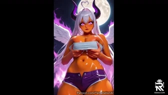 Angel Demon Girl Grabbing Her Big Breasts 썸네일