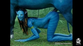 Neytiri plays with a alien horse, puts the horse's penis in her ass thumbnail