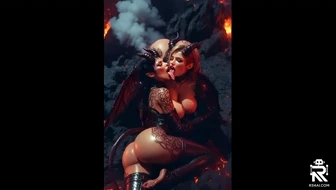 Two succubus making out deeply in volcano thumbnail