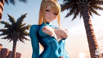 Samus rubbing her latex suit against you thumbnail