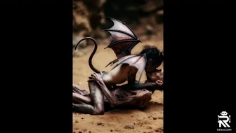 A succubus kisses a man