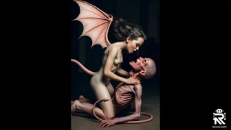 The succubus passionately kisses the victim
