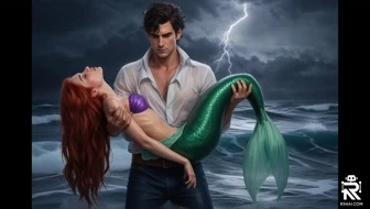 Prince Eric carrying Ariel the Mermaid