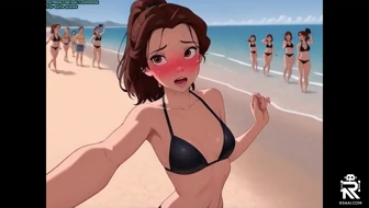Belle beauty and the beast - blowjob in beach thumbnail